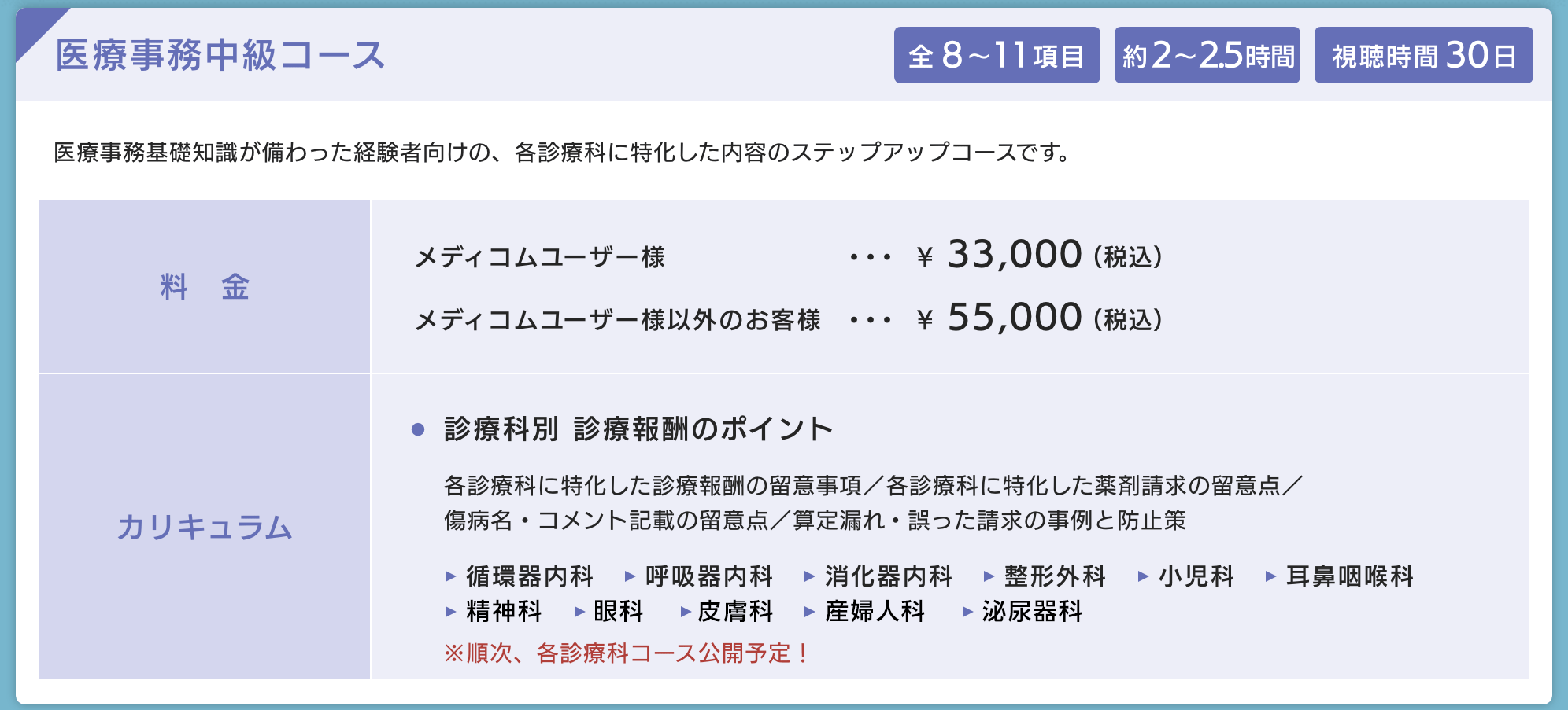 医療事務中級コース