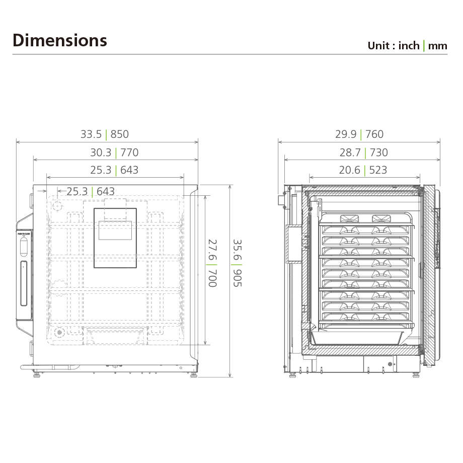 Mammalian cell culture incubator MCO-170MP Dimensional Drawing